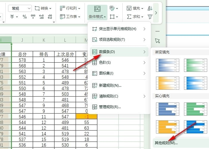 WPS表格文档给数据条添加边框的方法