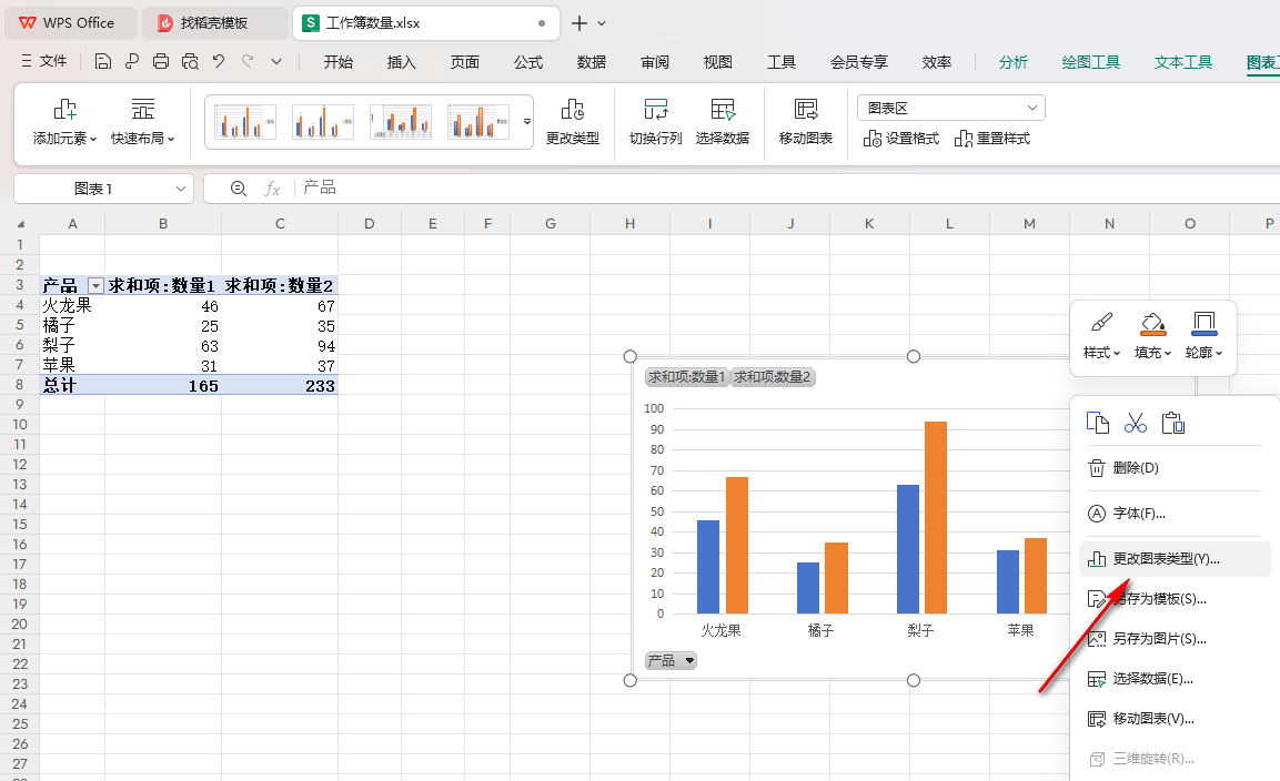 WPS折线透视图添加趋势线的方法