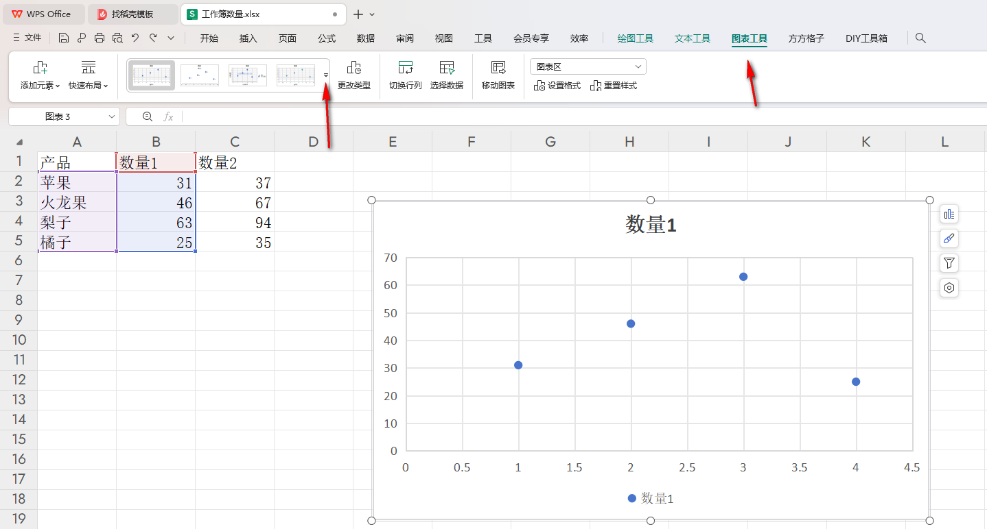 WPS散点图如何设置没有纵坐标的图表效果